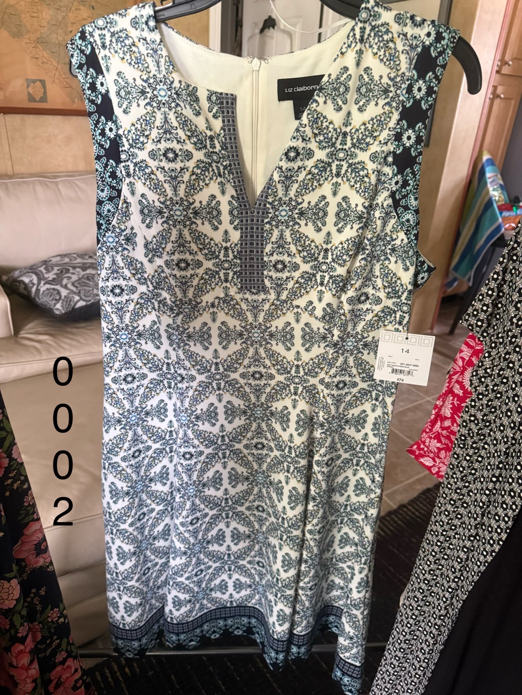 Liz Claiborne Blue And White Paisley Print Dress 0002